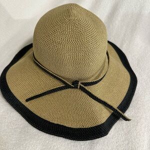 Tan with black trim sun hat